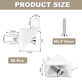 YAANBUNB Pack of 30 Plastic White Shelf Support 5 mm Replacement Shelf Support Cabinet Shelf Holder Plastic Cabinet Board Holder with Screws for Wardrobe Bookshelf