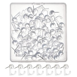 50Pcs Push Pin Hooks, Clear Wall Thumb Tacks Hook Push Pin Hangers Wall Hooks Decorative Push Pins with Hooks for Cork Board, Bulletin Board, Map, Calendar, Photo Wall, Christmas Decorations