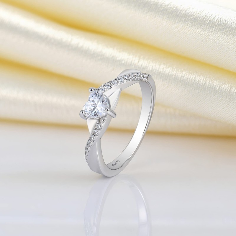 YL 925 Sterling Silver Engagement Ring 5MM Cubic Zirconia Infinity