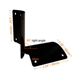 SRNETKJ 2 PCS 90 Degree Round Wood Post Fence Brackets Black Heavy Duty Round Wood Rail Fence Repair Bracket for Farm Ranch Courtyard Garden, 3-1/2"