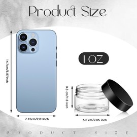 SATINIOR 100 Pcs Plastic Jars with Lids Small Containers Lids Wide Mouth Small Plastic Containers for Lotion Cream Rhinestones Body Butters Travel Storage(1 oz,Clear with Black Lid)