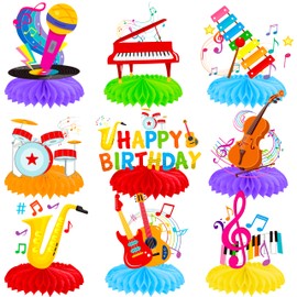 12pcs Musical Instrument Honeycomb Centerpieces Musical Birthday Party Centerpieces for Table Music Instrument Theme Decorations for Music Themed Birthday Party Baby Shower Supplies