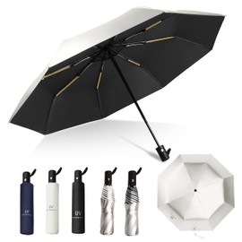 Folding Umbrella, One-Touch Automatic Opening/Closing (Large Size, Double Strand Ribs), Folding Umbrella, Reverse Foldable, Windproof, Heavy Rain, Rainy Season, Compatible with Typhoons, Men's