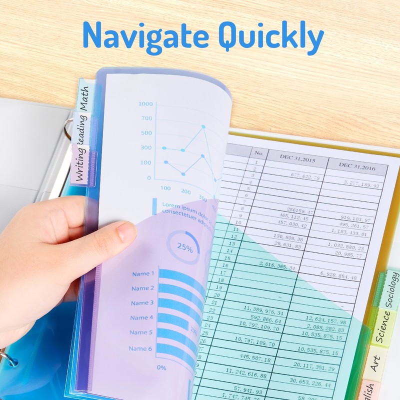Forvencer 8 Count Dividers with Pockets, 8 Tab Dividers for
