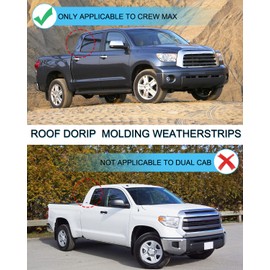 EMIHO Roof Drip Molding Weatherstrip Replace 75552-0C060 75551-0C060 Fit for Toyota Tundra CrewMax 2007-2021, Left Driver and Right Passenger Side, 2Pack