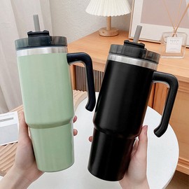 Free Focus Cleo Large Capacity 900ml Handle Tumbler Double Vacuum Straw Insulated Stainless Steel Cold Cup, Cleo Large Capacity 900ml Handle Tumbler - Dahong / 무료 포커스 클레오 대용량900ml 손잡이텀블러 이중진공 빨대 보온 보냉 스텐 콜드컵, 클레오 대용량900ml 손잡이텀블러-다홍