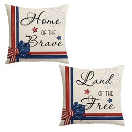 advozcate Happy Independence Day 4th of July Freedom and Bravery Under The Flag Pillow Covers Linen Pillow case Home Decorative Cushion Cover for Sofa Chair Bed car Pillow Cover 18x18'' Set of 2