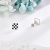 URONE Checkered Earrings 925 Sterling Silver Black and White Checkered
