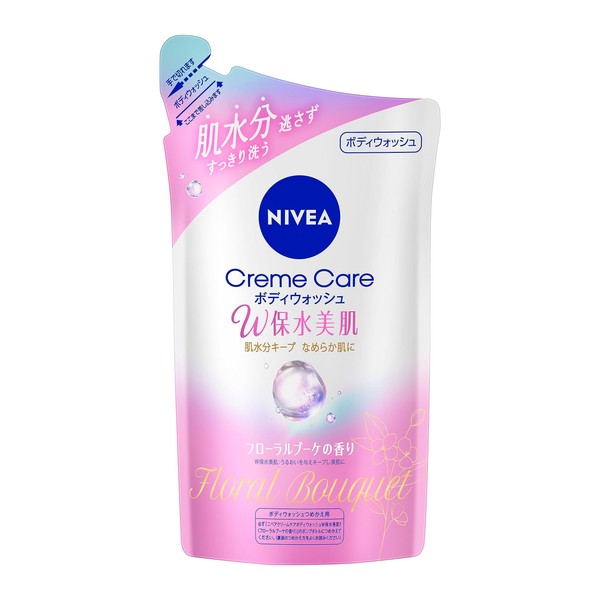 Nivea Cream Care Body Wash, W Water Retention, Beautiful Skin, Floral Bouquet Scent, Refill