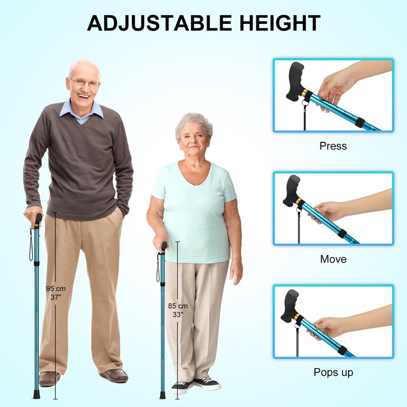 supregear Folding Cane, Lightweight 5-Level Adjustable Walking Stick with Wrist