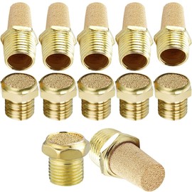 Xiatiaosann Pneumatic Mufflers, 12Pcs 1/8" Male Thread Sintered Bronze Exhaust Silencer, Hex Sintered Silencer Air Line Fitting for Solenoid Valve Cylinder