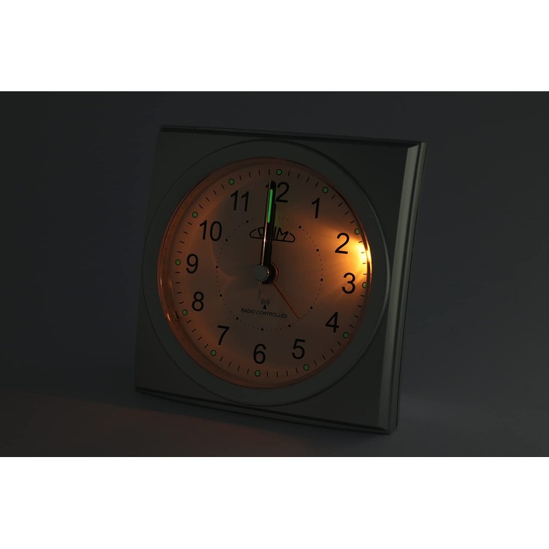 PRIM Radio-Controlled Alarm Clock with Smooth Flow, Plastic Alarm Clock,
