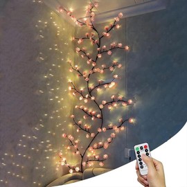 Drawelry LED Willow Vines Light, DIY Enchanted Wall Decoration Vine Flower Lights, Creative Wall Bedrooms Decor Christmas Home Gift for Family (72 Lights(5.3ft))