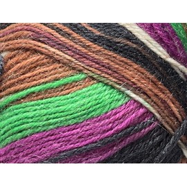 Colorway Sock Yarn - 100 Gram (3.53 oz) 400 Meters (437 Yards) Superfine Sock Fingering Weight Yarn - Magenta Green Brown Black Cream