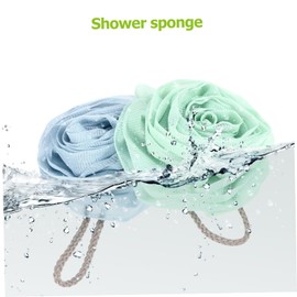 Minkissy 2pcs Flower Mesh Bath Exfoliating Shower Pouf for Relaxing Cleansing Convenient Hanging Design for Drying and Space Saving