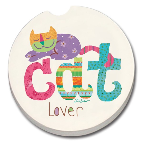 CounterArt 10878 Absorbent Stoneware Car Coaster, Cat Lover"1 COUNT"
