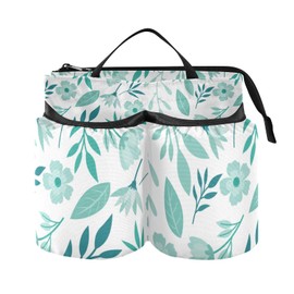 ElliTarr Luggage Cup Holder for Suitcases Free Hands Suitcase Cup Holder Travel Luggage Drink Holder Portable Luggage Cup Caddy Bag Carrier with Handle Teal Green Flowers Leaves