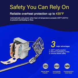 PP10084 High Limit Switch Replacement for Pitco Fryer – 435°F Safety Temperature Cutoff, Fit for Pitco Deep Fryer Models SG14, 35C+, 45C+, 65C+, 75C+, Reliable Overheat Protection