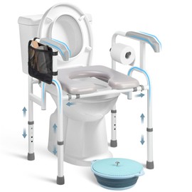 CetralRole Deluxe Toilet Seat Riser for Seniors Pregnant Raised Toilet Seat with Widened Handles Adjustable Height & Width 500 lb 3 in 1 Bedpan Handicap Elevated Toilet Seat Fit Any Toilet