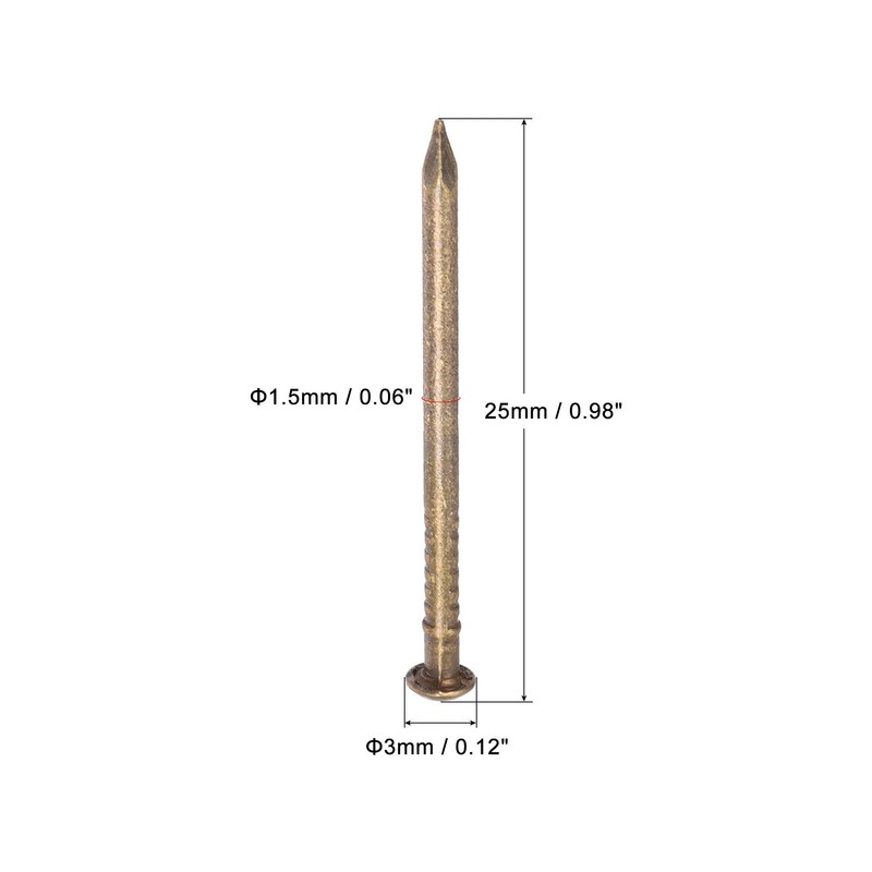 sourcing map Small Tiny Brass Nails 1.5x25mm for DIY Wooden