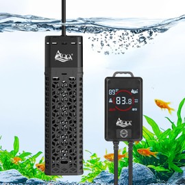 AQQA Aquarium Heater, 500W for 53 to 80 Gallon, Double Quartz Tube Fish Tank Heaters, Intelligent External Controller, Temperature Range 59-93℉, Dry Burning-Resistant and Overtemperature Protection