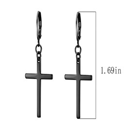 FROZIO Cross Earrings for Men Women Crucifix Dangle Earingings Steel Stainless Dangling Jewelry Gold Black Silver 3 Pairs