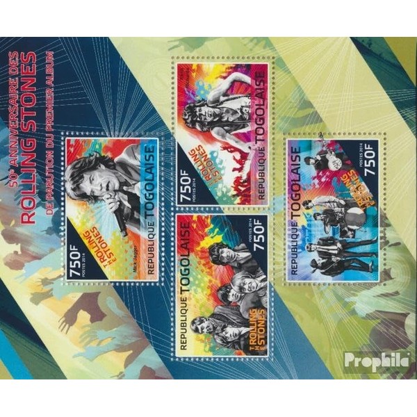 Prophila Collection Togo 6091-6094 Sheetsheet (Complete Edition) 2014 Rolling Stones