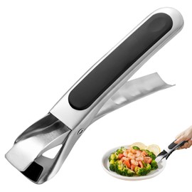 VLYX Non-Slip Dish Tongs, Anti- Scald Plate Gripper Stainless steel air fryer tongs for Oven Pizza Plate Dish Clip Air Fryers Hot Dishes Tong Stainless Steel Lift Hot Pot(Black)