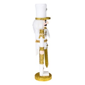 Clever Creations Gold and White Soldier 12 Inch Traditional Wooden Nutcracker, Festive Christmas Décor for Shelves and Tables
