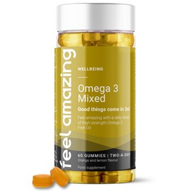 Feel Amazing High Strength Omega 3 Fish Oil Gummies - 120mg, Refreshing Citrus Flavoured, 60 Count, One-Month Supply, EPA and DHA Infused Omega 3 Gummies (1)