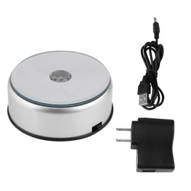 7 Colored Adjustable LED Lighted Silver Rotating Crystal Display Base Stand Holder With AC US Adapter for Home Bedroom Decoration Gift
