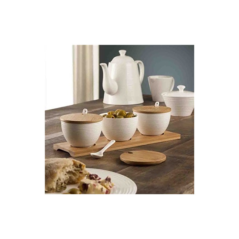 Belleek Pottery 7987 Ripple Three Bowls Set with Tray ,