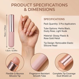 3 Pcs Silicone Round Head Lip Brushes Applicator with Cover