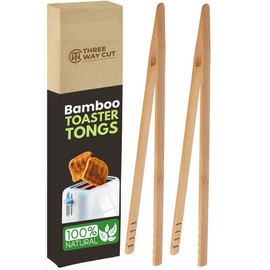 Wooden Toaster Tongs 2 PCs | Bamboo Kitchen Utensils For Cooking & Holding Toast Bacon Muffin Fruits, Pickles, Cheese Bagel Bread Ultra Grip | 9 Inch Long Natural Toxic Free