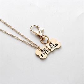 Best Friend Necklace Keychain Set for 2 Dog Bone Tag Necklace Friendship BFF Dog Gifts Best Friend Necklaces Gifts for Dogs