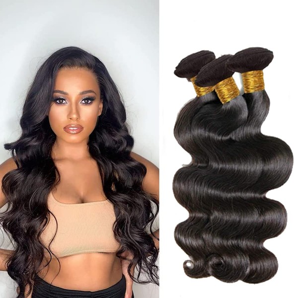 8A Grade Virgin Brazilian Body Wave Hair, 3 Bundles, 100% Unprocessed Brazilian Virgin Human Hair Weave Weft, 16 inches, 18 inches, 20 inches