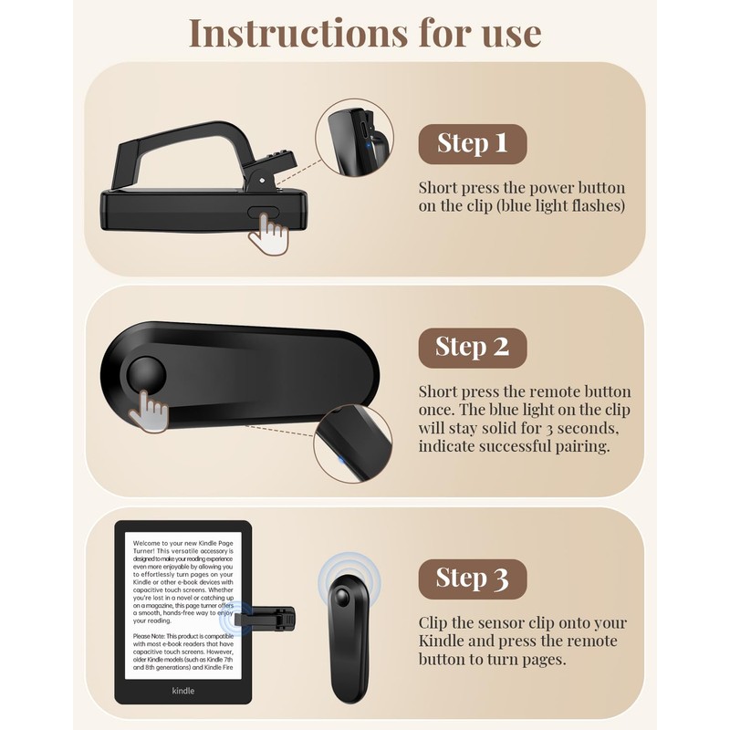 Kindle Pillow Stand with Wireless Page Turner, Kindle Holder for