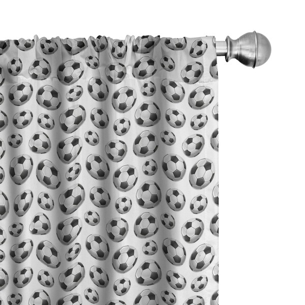 Lunarable Sports Window Curtains, Pattern Vivid Graphic Soccer Balls Athletics