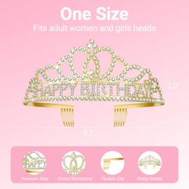 Papoopy Birthday Tiara Crown with Sash for Adult Women, Birthday Sash for Party Decorations