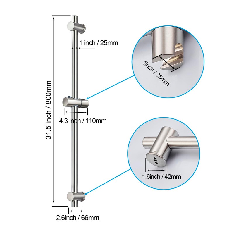 BANGPU 31.5 Inch Shower Slide Bar Wall Mount – Brushed