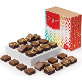 Fairytale Brownies Congratulations SUGAR-FREE Magic Morsel 24 Individually Wrapped Gourmet Chocolate Food Gift Basket - 1.5 Inch x 1.5 Inch Bite-Size Brownies - 24 Pieces - Item CG524