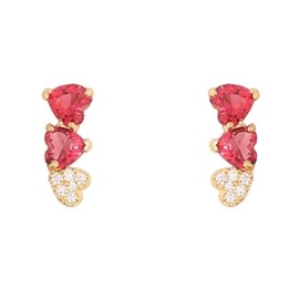 TARINIKA Gold Plated 925 Sterling Silver Stud Earrings for Women, Moissanite, CZ Stones, Perfect for Casual Occasions Gift for her (Heart CZ Mini Stud (Red White))
