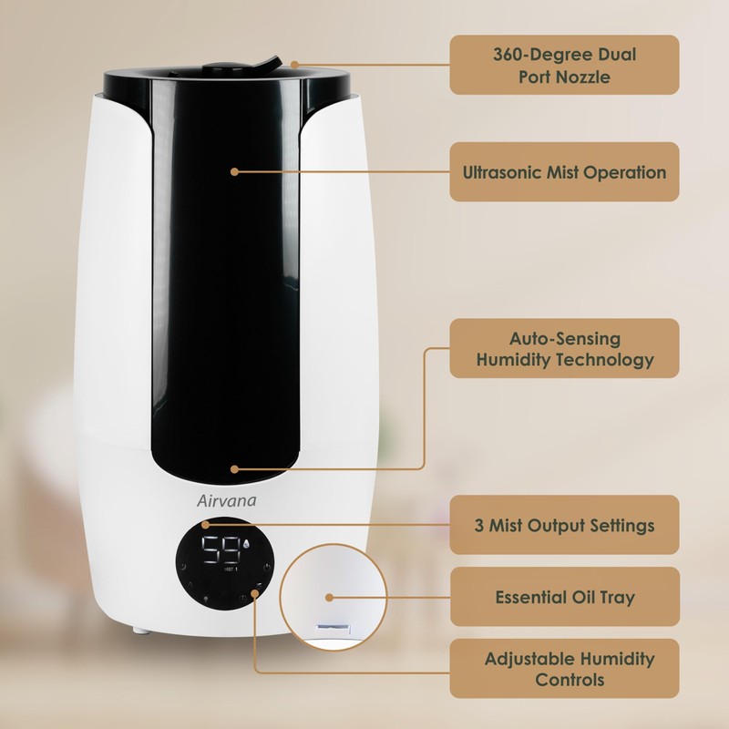 Airvana 2.25 Gallon (8.5 Liter) Top Fill Digital Humidifier with