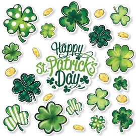 FYSUIMU 25Pcs St. Patrick's Day Refrigerator Magnets Green Shamrock Gold Coin Magnetic Stickers Decorative Irish Clover Garage Magnet for Home Kitchen Office Decor