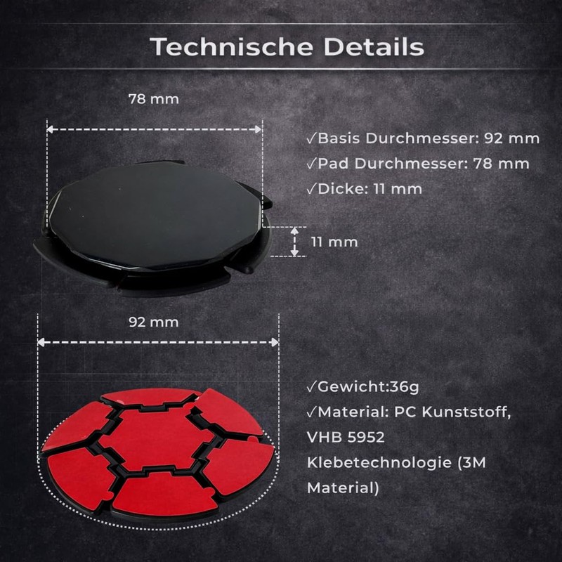 BoBoU Base adesiva segmentata Ø 78 mm (2 pezzi) per