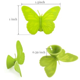 AUEAR, 10 Pack Silicone Wine Glass Markers Set Butterfly Style Charms Tags with Suction Cup Work on Stemless