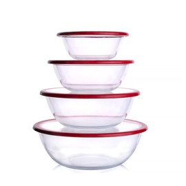 HUSANMP Glass Mixing Bowl with Lids Set, 8 PCS Glass Salad Bowls for oven. Microwave and Dishwasher Safe (0.7L + 1.3L + 2L + 3L)