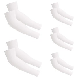 2 Pair UV Sun Protection Cooling Arm Sleeves for Cycling, Running, Golf, Driving Sleeves for Men & Women (White X 5)