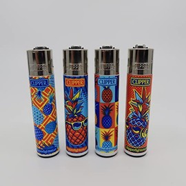 4 Clipper Limited Edition Reusable Lighters - Hipster Pineapple