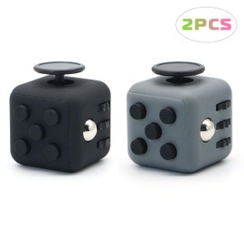 Appash Fidget Cube 2PCS Stress Anxiety Pressure Relieving Toy Great for Adults and Children[Gift Idea][Relaxing Toy][Stress Reliever][Soft Material](1Black&1DarkGray)